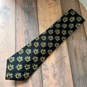 Chinese Dragon Houston Museum of Natural Science Elegant Black and Gold Silk Tie